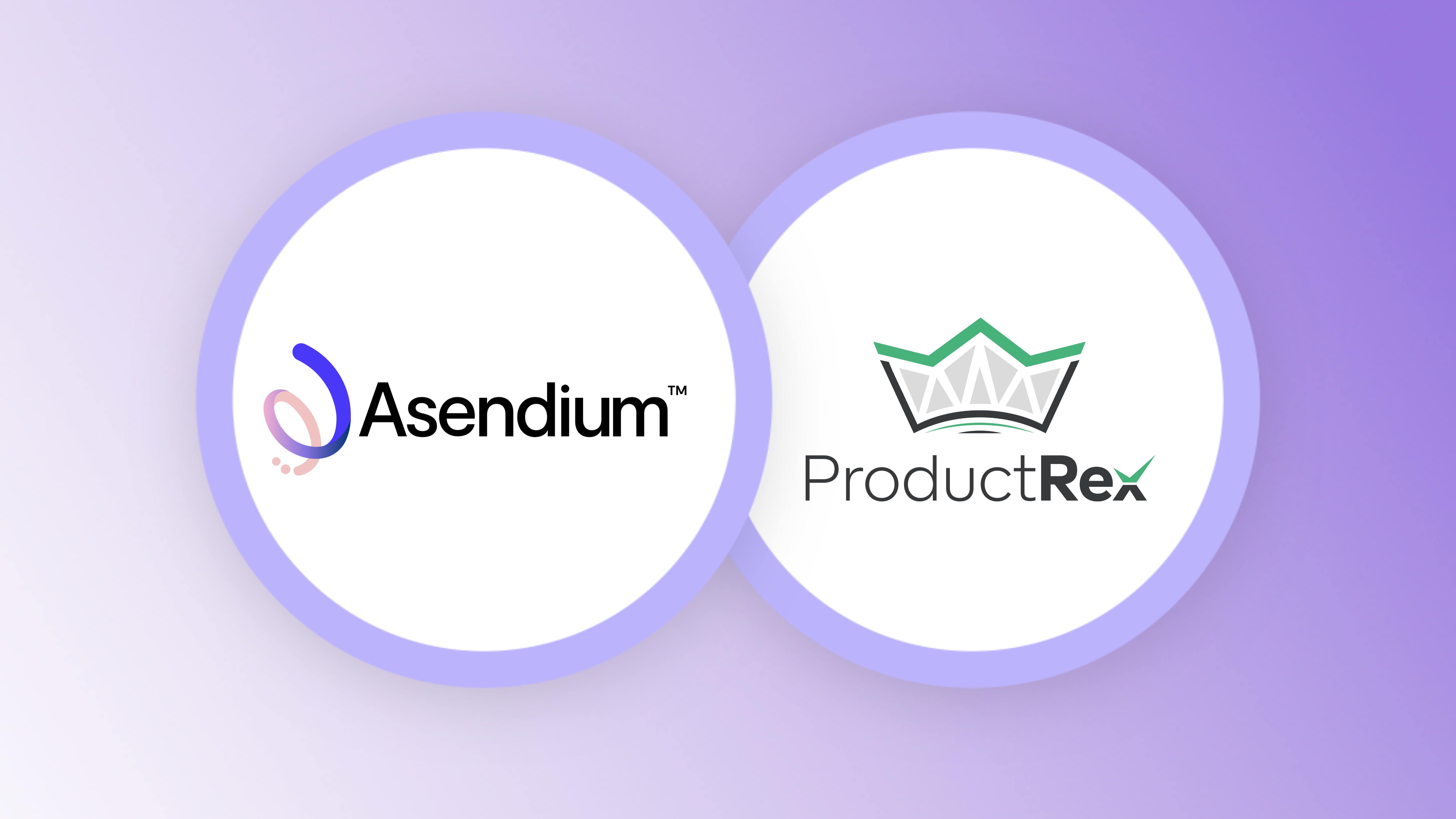 Graphic depicting both Asendium's and Product Rex's logos side by side.
